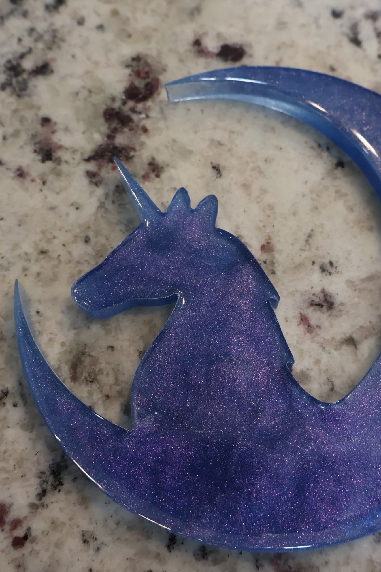 Resin Decoration - Unicorn Sitting Atop The Moon